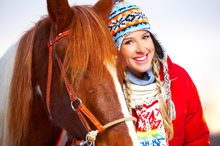 Happy girl and horse.