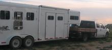 Large horse trailer rig ready to move out.