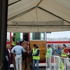 A horse is led into the temporary quarantine facility at the Cincinnati/Northern Kentucky International Airport.