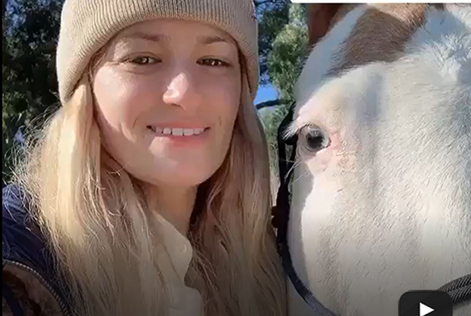 Beth Behrs with her rescued horse Belle.