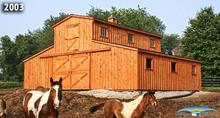 A large wood Horizon Structures barn.