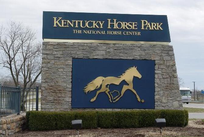Entry to Kentucky Horse Park where the Equitania USA horse show takes place.