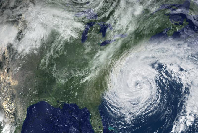 Image of hurricane approaching East Coast of USA