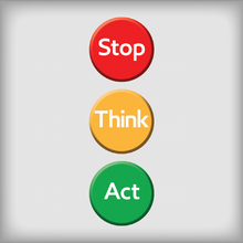 Stop - Think -  Act -  Buttons are a key to safety through better knowledge of horse behaviour.