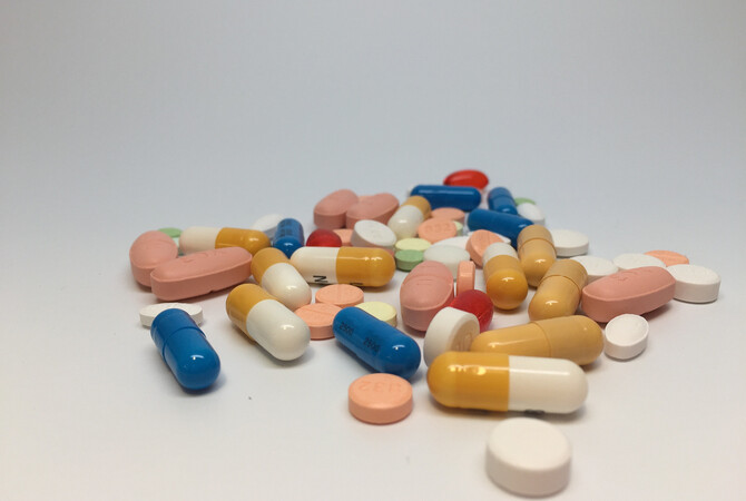 Various forms of NSAID'S including capsules and tablets.