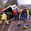 First responders to the rescue after horse trailer accident involving 3 horses.