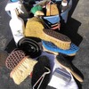 Some of the tools necessary for horse hoof care.