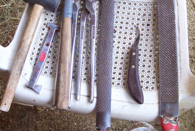 A farrier's tools.