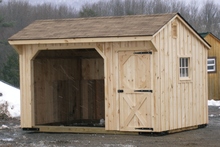 An Amish run-in shed for horses.