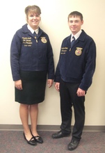 Scott Community High School FFA students, Tyler Hall and Kiersten Scott