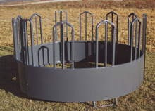 A horse friendly round bale feeder