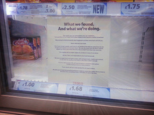 Tesco notice about horse meat