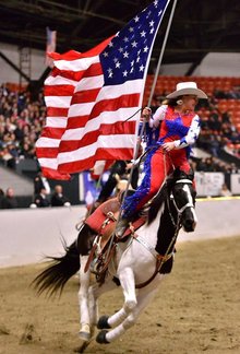 Equine Affaire - Canadan Cowgirls with US flag