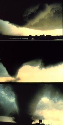 Showing stages of a growing tornado