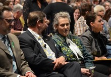 Temple Grandin conversing with CSU President Tony Frank