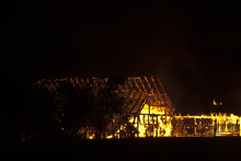 Night time fire in horse barn