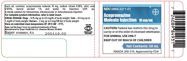 Acepromazine Malet Injection 50mL Label
