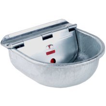 Galvanized metal waterer.